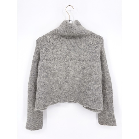 REBECCA TAYLOR | Oversized Mock Neck Cropped Sweater in Grey | XS/S - Picture 6 of 8
